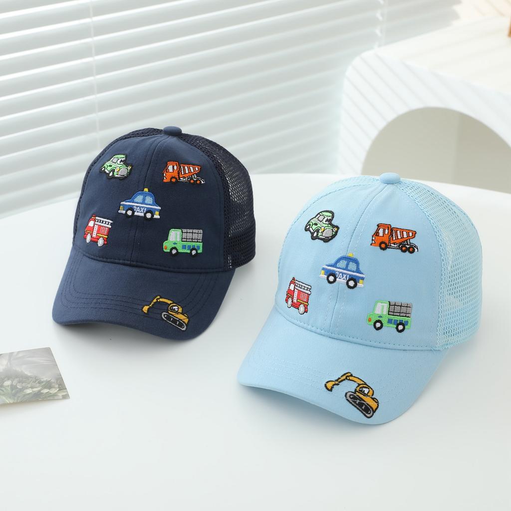 Children's Cartoon Car Baseball Cap With Visor, Net Cap, Boys' And Girls' Embroidered Baseball Cap, Spring And Autumn