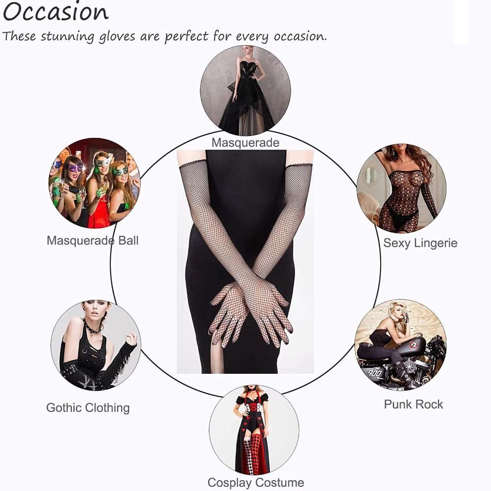 Sun Protection Long Gloves Mesh Driving Mittens Dance Black Rock Gloves Dancing Party