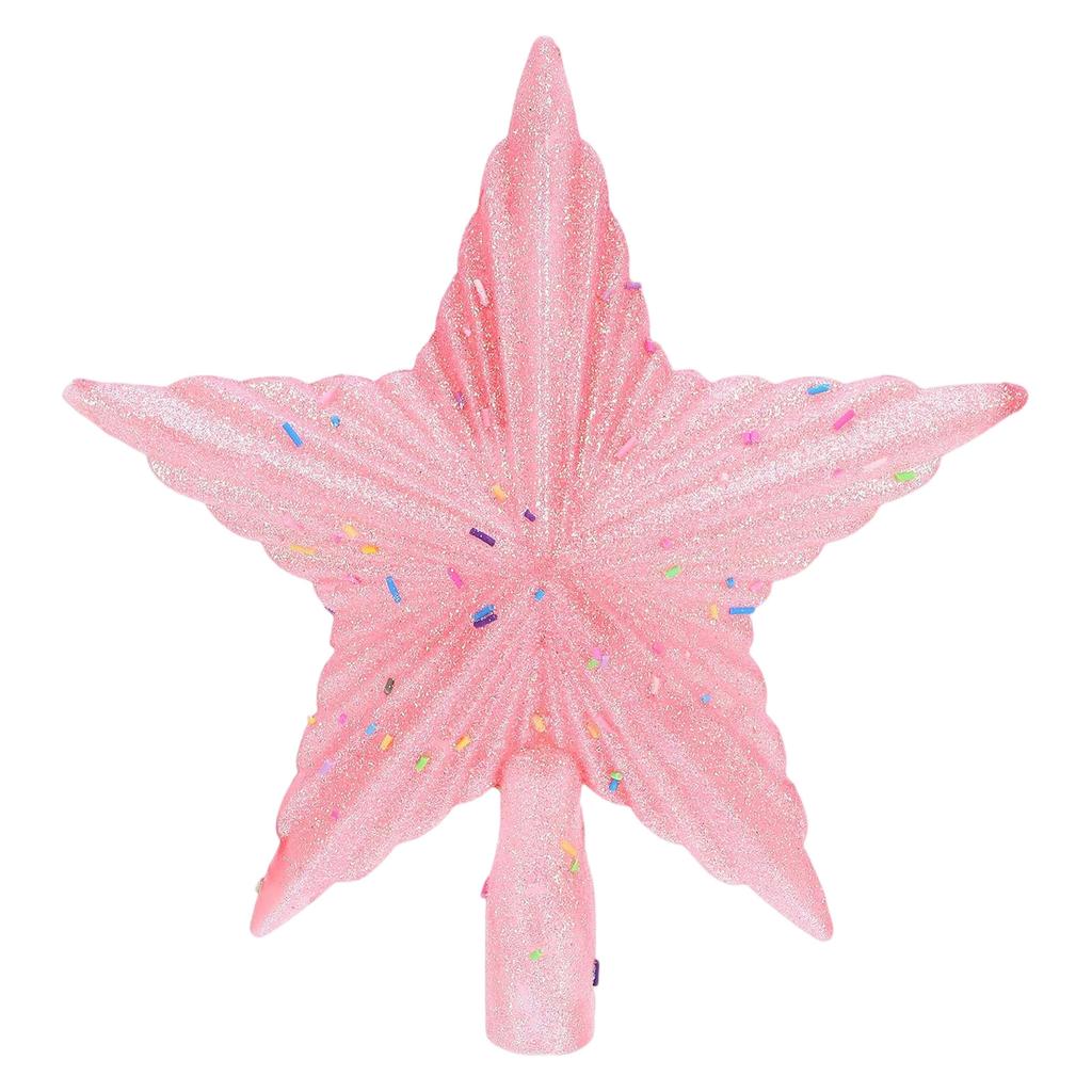 Christmas Tree Star - Shatterproof Star Tree Top Ornament - Glittery Christmas Decoration - 8-inch Plastic Five-Pointed Star Tree Top Ornament