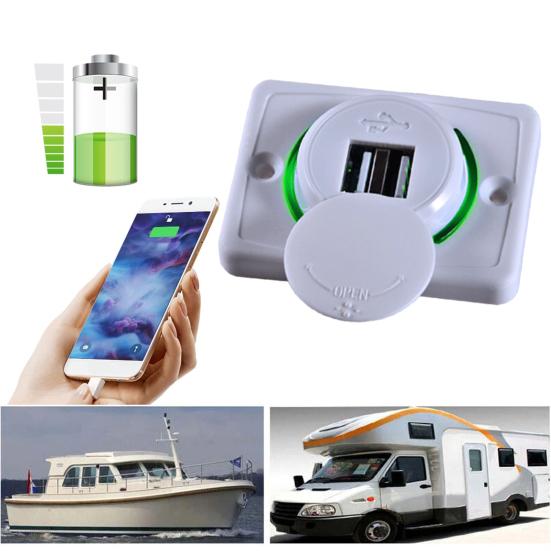 Двойное USB гнездо для автомобильного зарядного устройства 3.1A Розетка питания Двухпортовый адаптер для быстрой автомобильной зарядки со светодиодным индикатором 12В-24В Станция быстрой зарядки для телефонов, планшетов