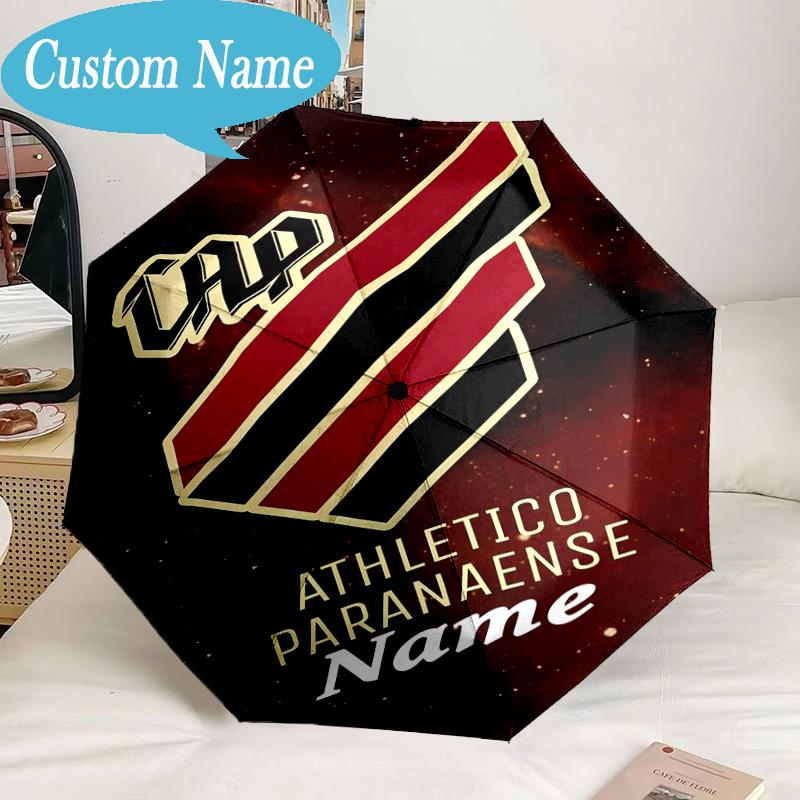 Custom Name Umbrella Black Stripes Athletico Crest Umbrella 8-Frame for Travel, Camping, Casual Lightweight Portable, Essential for Family Gifts
