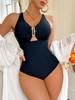 Европейский и американский сплошной однотонный купальник-бикини 2025