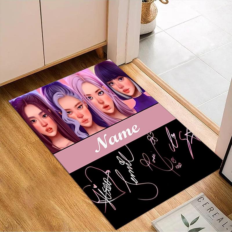 Custom Name Kpop Group Fashion Rug for Living Room, Game Rooms, Office, Bedroom, Floor Mat Playful Design, fan gifts Christmas decor