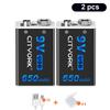 9 В USB перезаряжаемая батарея 9 В 1200 мАч 6F22 литий-ионная батарея USB-аккумуляторы для мультиметра металлоискателя электрогитары