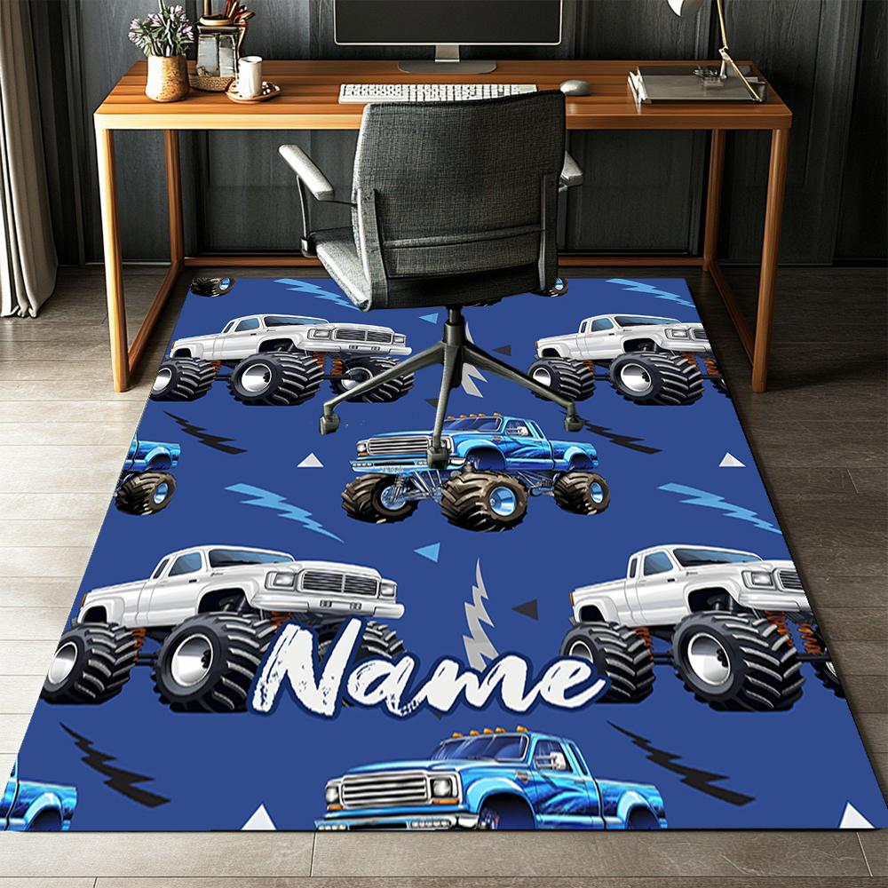 Custom Name Truck Printed Carpet,Rug for Office Chair Living Room Bedroom Kitchen Room Decor Gifts.