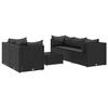 VidaXL Garden Lounge Set 6 Pcs with Cushions Black Wicker, Outdoor Sofa Set, Garden Corner Sofa, 3308019