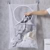 Dirty Clothes Storage Bag Basket Foldable Mesh Laundry Bathroom Wall Hanging Household Clothing Organizer With Hook