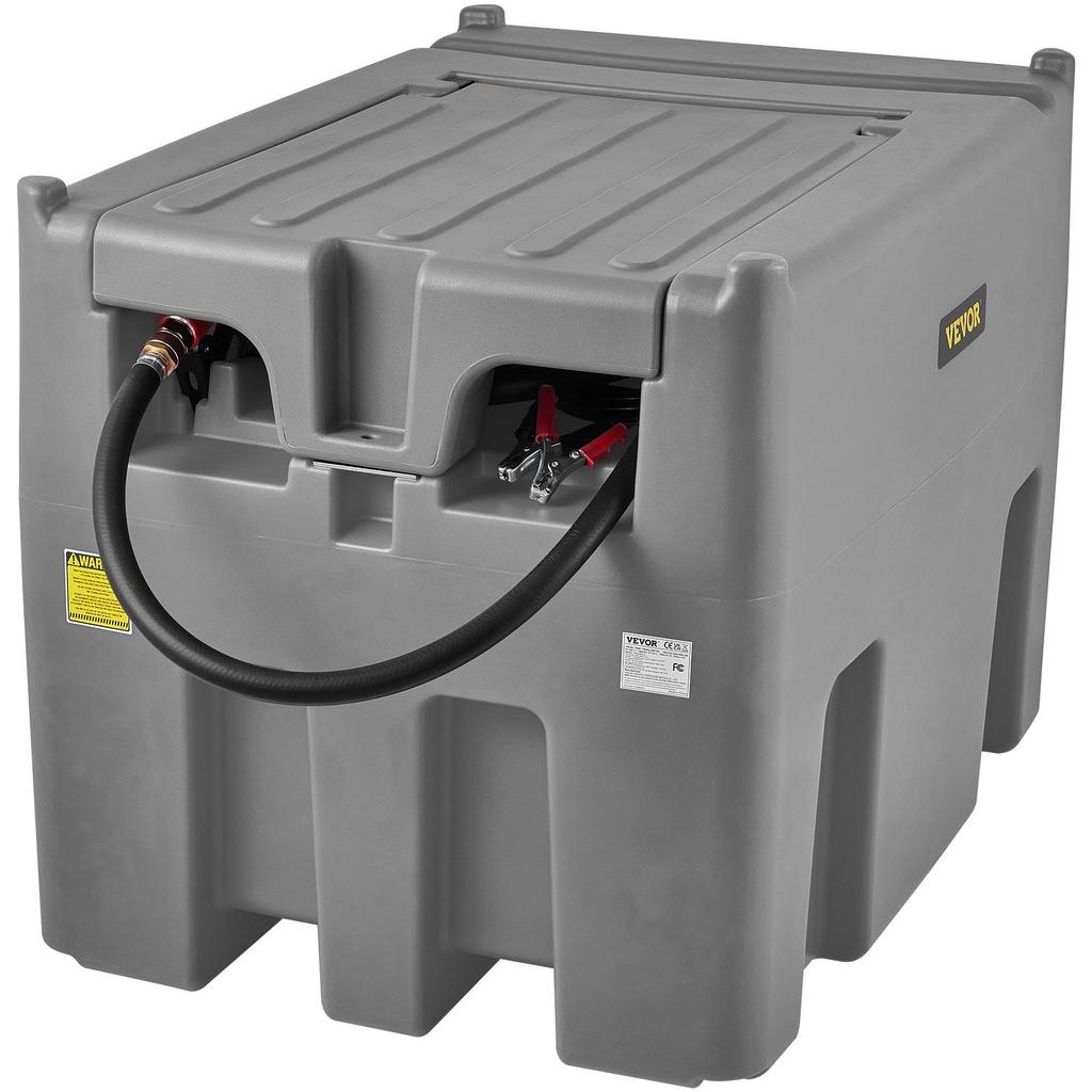 VEVOR Portable Diesel Tank, 439.1 L Capacity & 37.85 L/min Flow Rate, Diesel Fuel Tank with 12V Electric Transfer Pump and 399.3 cm Rubber Hose