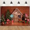 Wooden Cabin Candy Background Tapestry, Christmas Eve Party Banner, Christmas Tree Gift Decoration