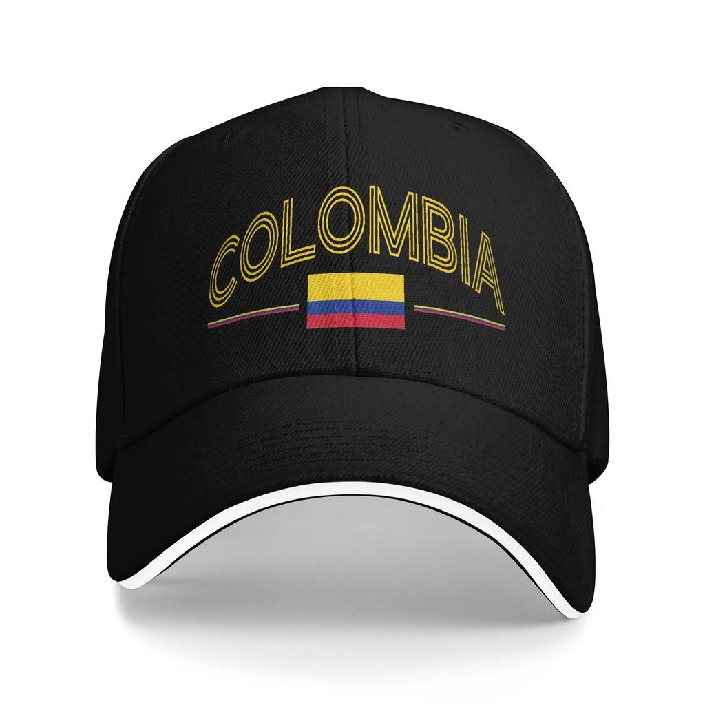 Vintage Colombia Flag Golf Cap Unisex Headwear Outdoor Travel Adjustable Fit Sun Caps