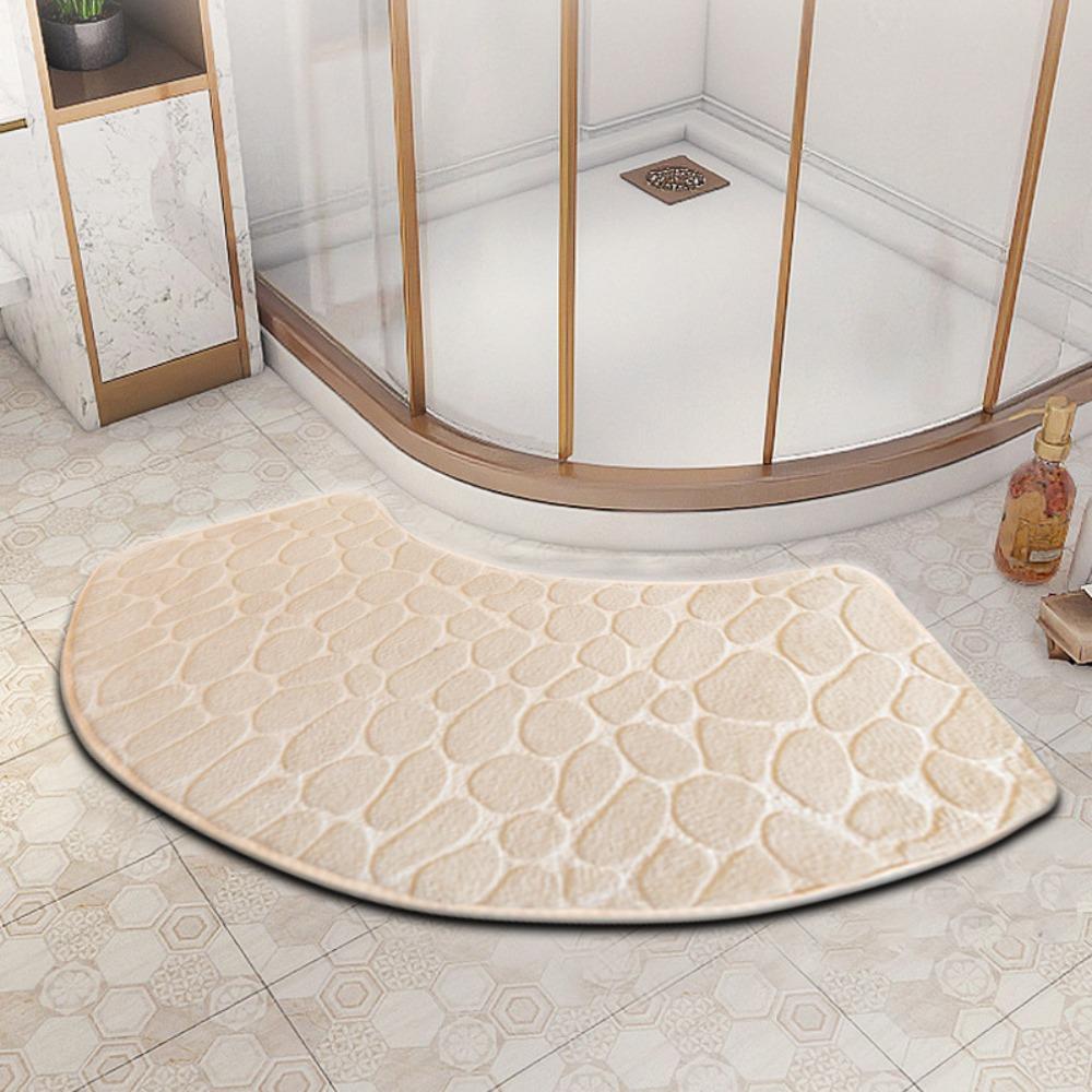 Practical Curved Bath Mat Cobblestone Thickened Shower Doormat Absorbent Non-slip Bathroom Floor Mat