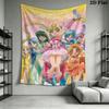 Mermaid Melody Pichi Pichi Pitch Wall Tapestry Aesthetic Wall Hanging Printed Fabric Blanket Decorative Tapestries for Bedroom Living Room Home Decor