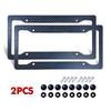 1/2PCS Black Carbon Fiber Pattern ABS License Plate Frame Fiber Black Auto Tag Holder TAG Cover for Front Rear Car Accessories License Plate Covers