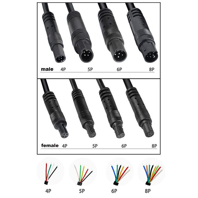 1/2m 4 5 6 8 pin core Male to Female Cord Car Rear View vehicle DVR Camera Extension connector Cable cord HD Monitor Camera Wire