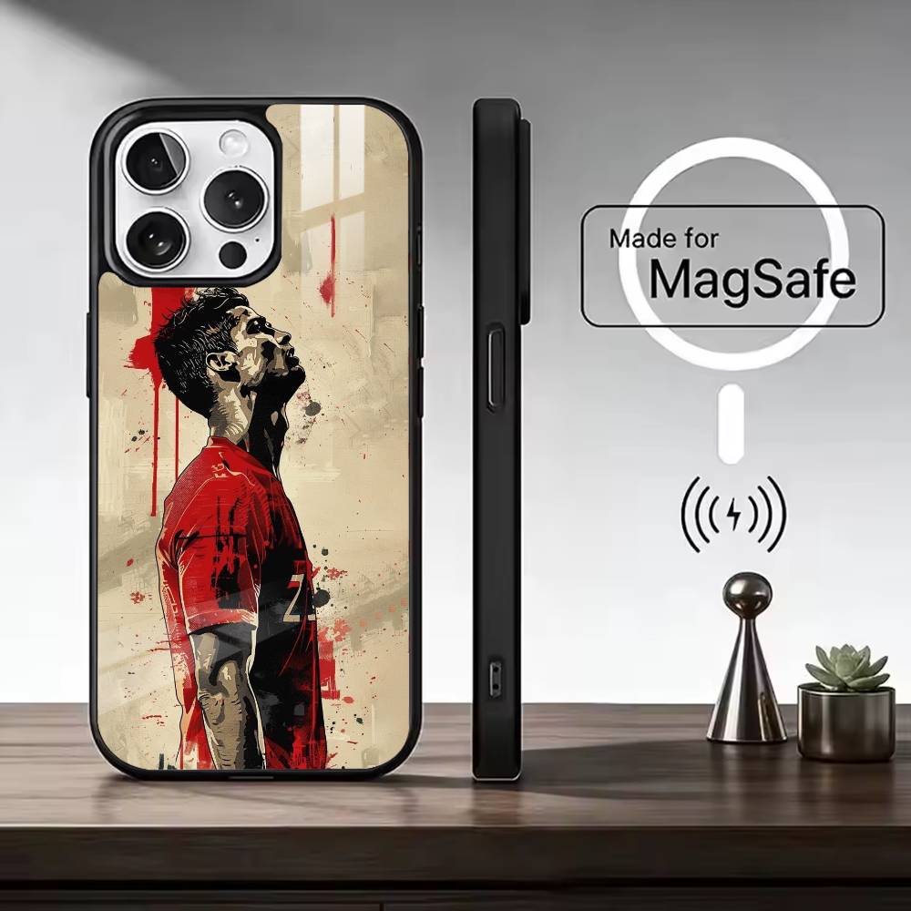 F-Famous Football Players C-CR7 Phone Case For iPhone17,16,15,14,13,12,11 Plus,Pro Max, New Magnetic Wireless Charging