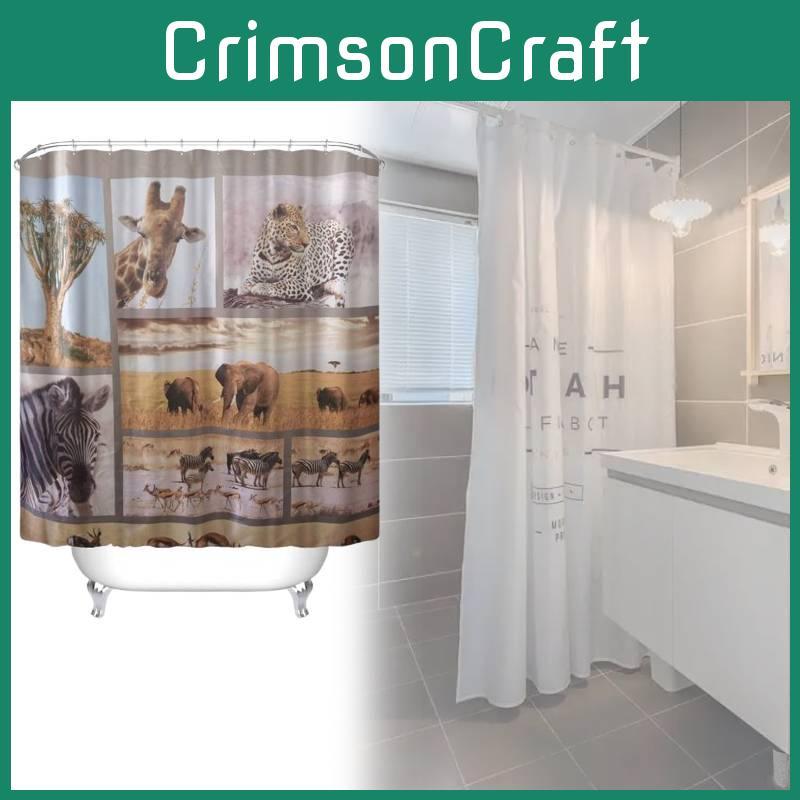 Waterproof Peva Bathroom Curtain Animal Design Long Giraffe Zebra For Living Space