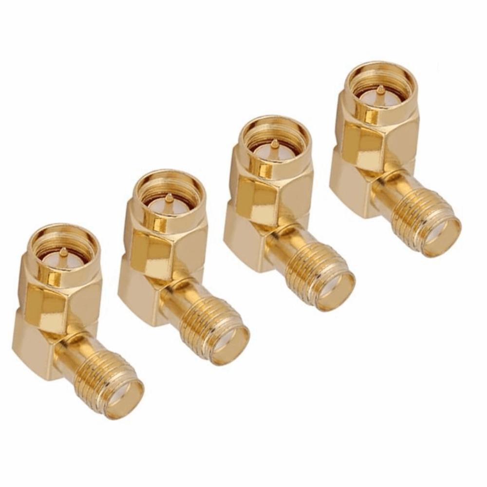 4PCS Gold Plated Contacts SMA Male To Female Adapter 90 Degree Coaxial Connector Two-Way Radio