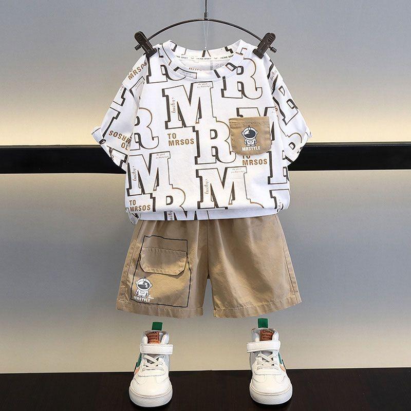 Stylish Boys Summer Short Sleeve Set 2024 Trendy Casual Lightweight Cotton Outfit