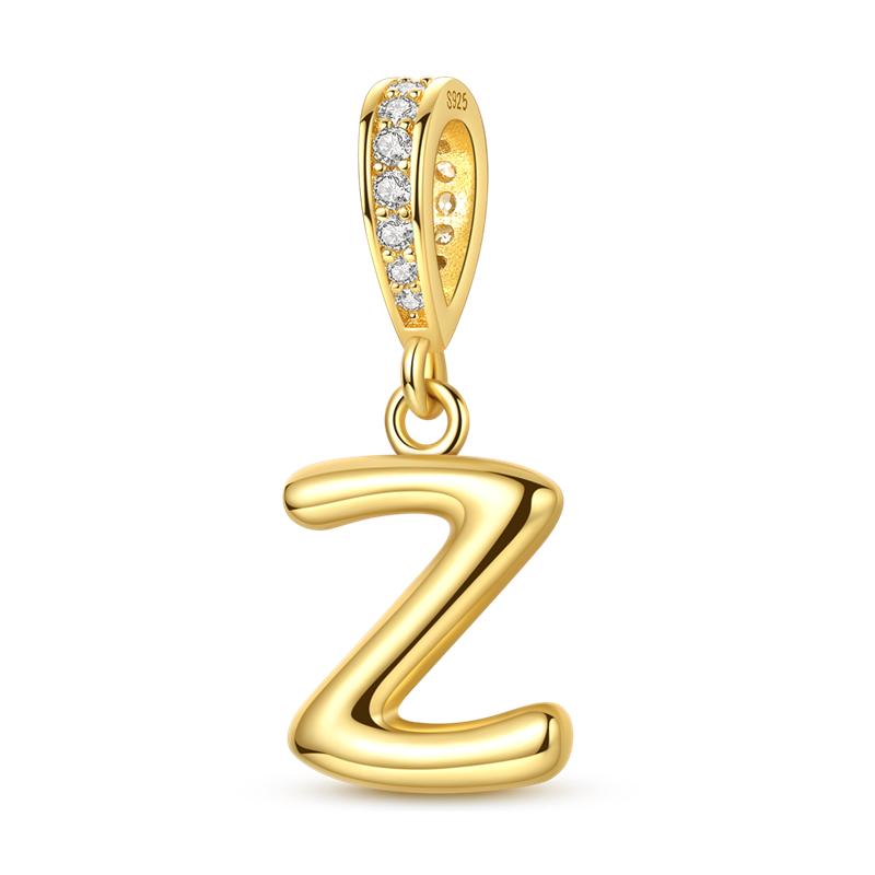 925 Silver Golden Series Charms Bead with CZ Zircon Whale Butterfly Sun Pendant for DIY Fashion Jewelry Bracelet