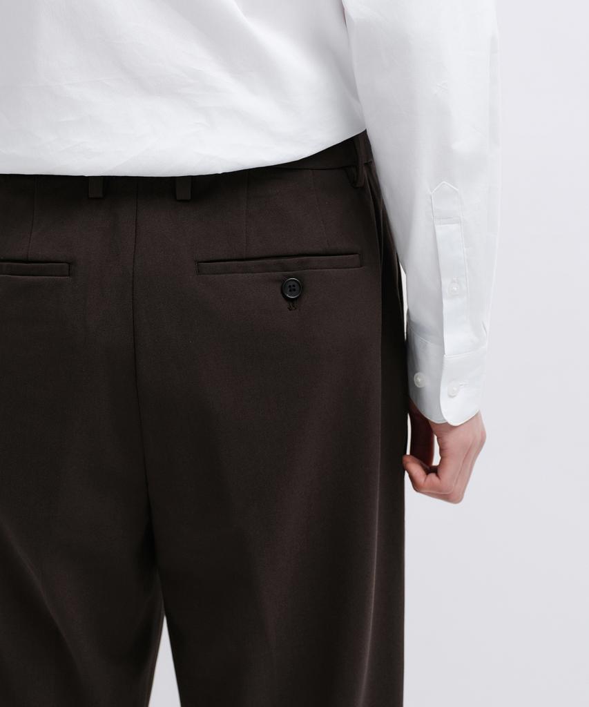 MUSINSA STANDARD Wide Hidden Banding Slacks [Dark Brown]