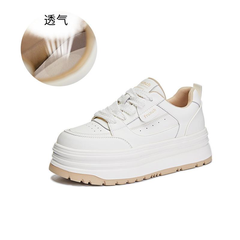 Foam sole leather little white shoes women's 2025 spring new heightening muffin shoes casual versatile board shoes platform women's shoes