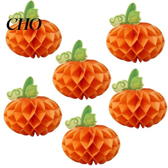 Thanksgiving Home Decor 3D Honeycomb Pumpkin Yellow Orange Decoration Centerpiece Table for Halloween Party Supplies