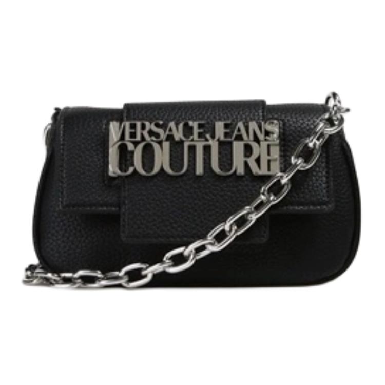 Versace Jeans Couture Сумка-тоут на плечо с цепочкой и логотипом, клапаном, женская, черная 75VA4BB2ZS413899