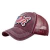 Вышитая сетчатая кепка Дизайн наклейки Шляпа Стильная Повседневная CZ989 [Белый Клык] Мужская Женская (Вино)