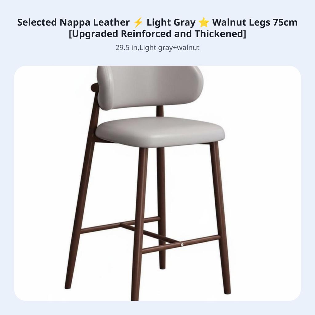 Upholstered High Stool with Low Spine Support Modern and Design Counter Chair Built-in Footrest Sturdy Construction for Adults