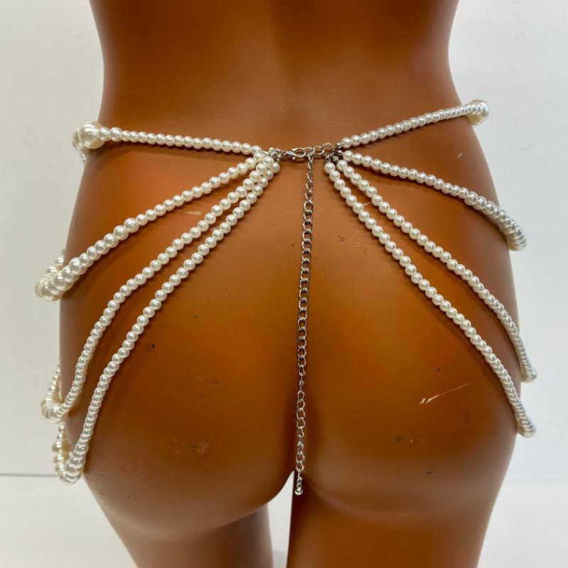 Новая поясная цепочка, Сексуальный аксессуар, Цепочка для тела, Имитация жемчуга, Ажурная, Многослойная кисточка, Поясная цепочка