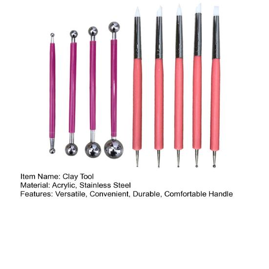 9 шт. глиняный инструмент, гладкий силиконовый, удобный захват, набор инструментов для нанесения точек, инструмент для лепки из глины, керамическая глина для рисования