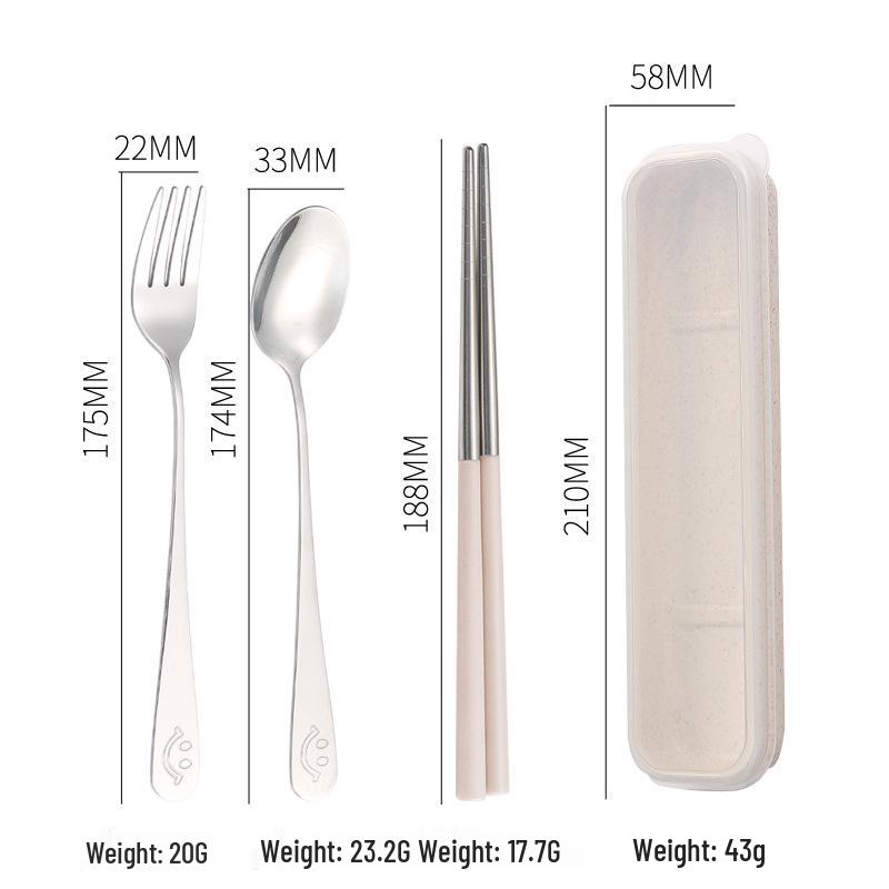 Stainless Steel Travel Cutlery Set: Fork, Spoon, Chopsticks with Portable Storage Box