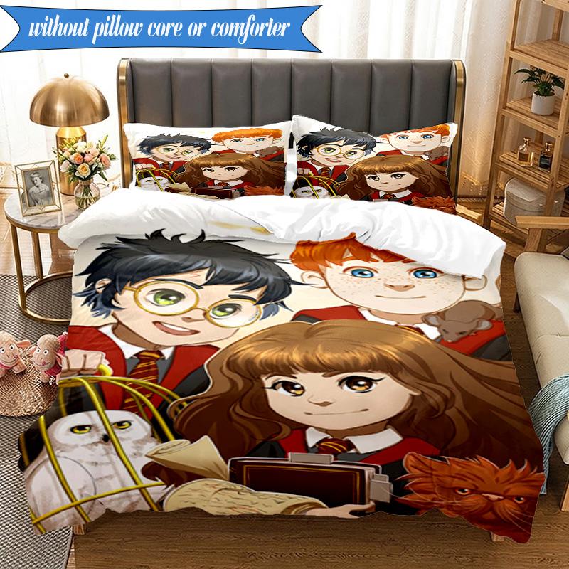 Magic School Adventure 3pcs K-pop music group Bedding set,Ideal for Bedroom, Dormitory,Including Duvet Cover And 2pcs Pillowcases,Fan gifts