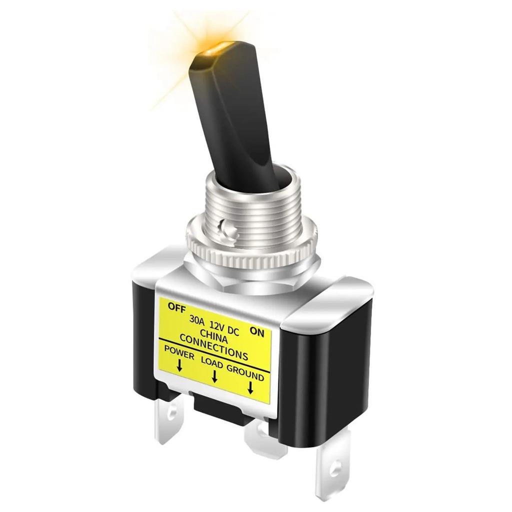 30A Power Switch Car Turn Switch Contact Resistance 50m SPST On off 3-pin Terminal LED Indicator Separate Feed