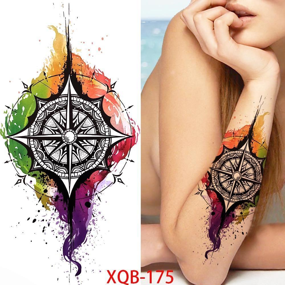 NEW 1 PC 210*114MM Cherry Blossom Fake Temporary Tattoo For Women Girl Watercolor Rose Flower Tattoos Flora Branch Chest Back Tatoo Paper Stickers
