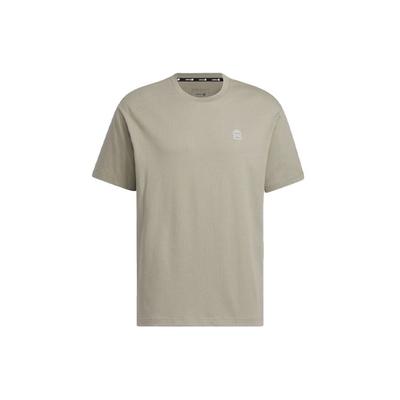adidas Футболка унисекс с коротким рукавом и круглым вырезом Neo Solid Color Logo, топы цвета гальки, серебристо-серого цвета IB7677