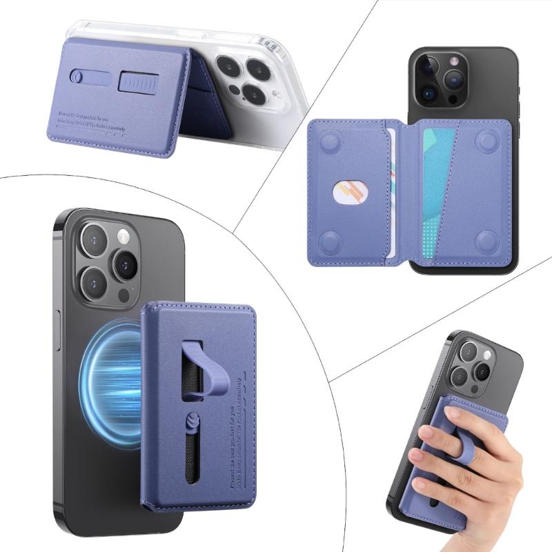 Регулируемый угол обзора Подставка для телефона Хранение карт Складная конструкция Магнитная задняя панель Конструкция из ПУ-кожи