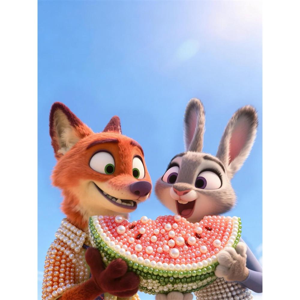 Disney DIY Pearl Art Painting Zootopia Nick and Judy Home Wall Decoration Pearl Gem Painting Pictures Crafts Home Decoration