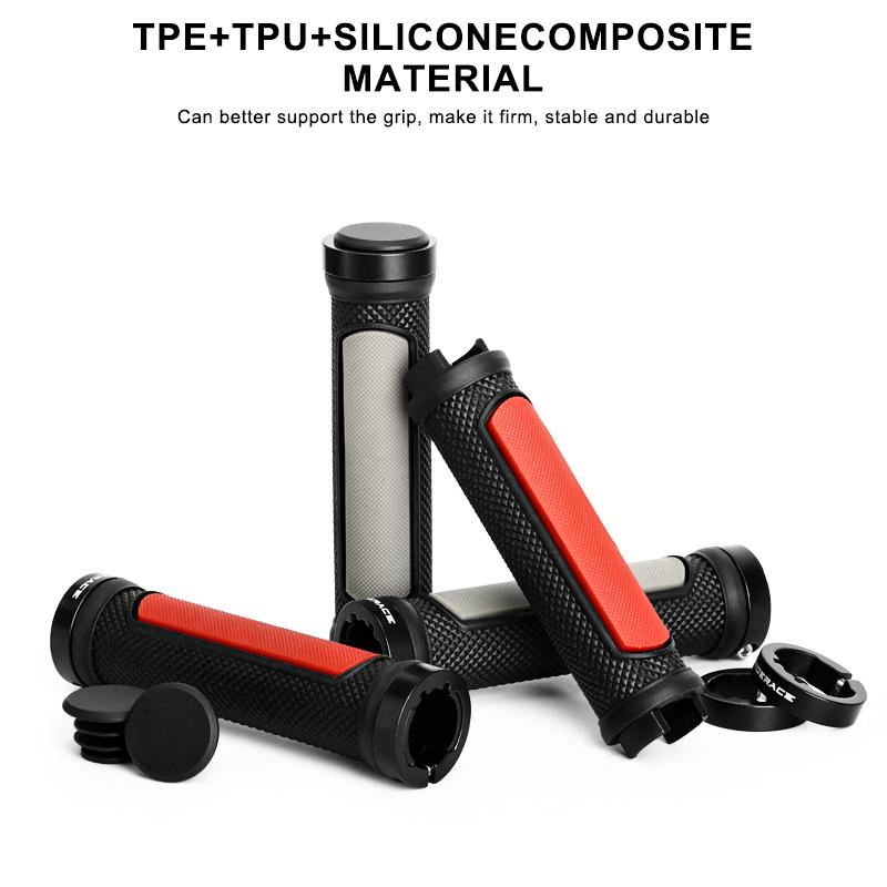 Велосипедные ручки TPR резиновые нескользящие амортизирующие накладки на руль горного велосипеда с двухсторонним стопорным кольцом из алюминиевого сплава