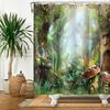 Mushroom Shower Curtain Trippy Psychedelic Teal Plant Botanic Mushroom Starry Fantasy Wonderland Forest Waterproof Bathroom Sets