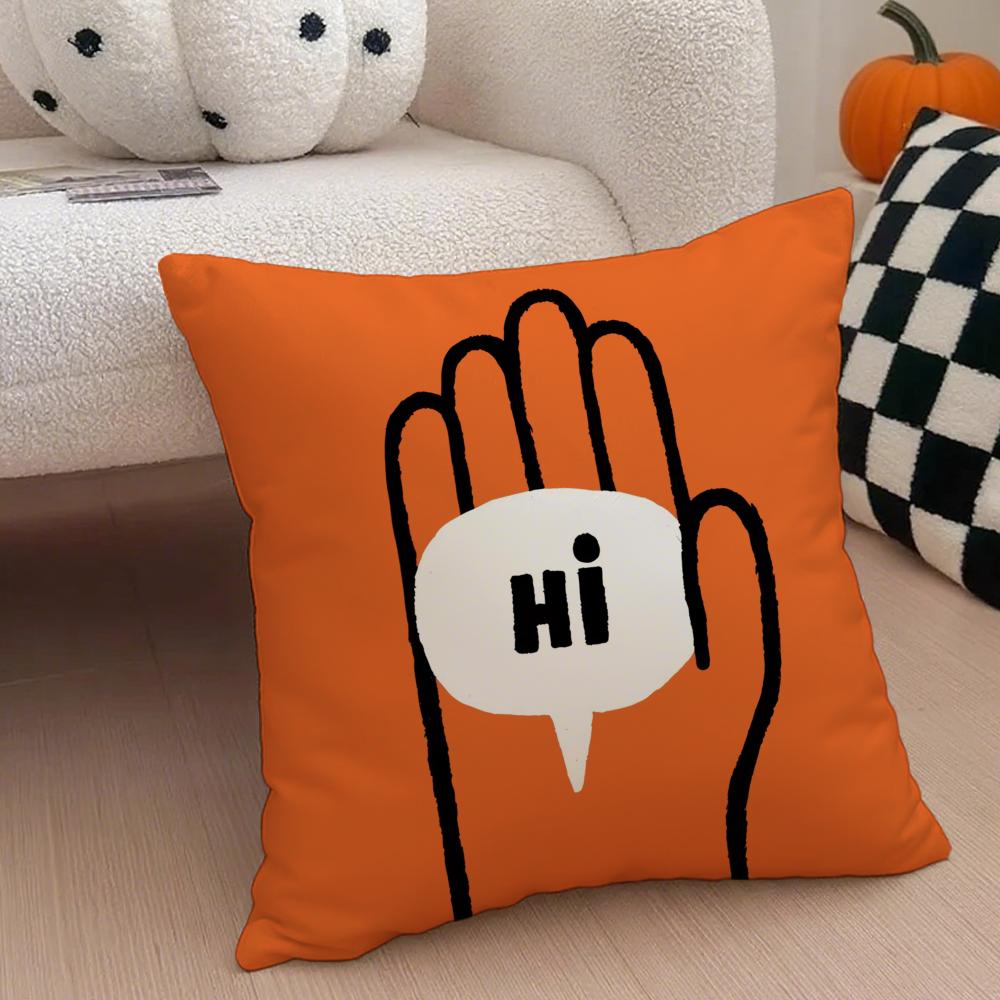 Minimal Witty French Art JJean Jullien Cushion Cover Throw Pillow Cover Hidden Button Durable Polyester Chair Cushion