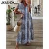 Women's Fashion Summer Spring Print Short Sleeve V-Neck Middle Waistline Casual Dresses