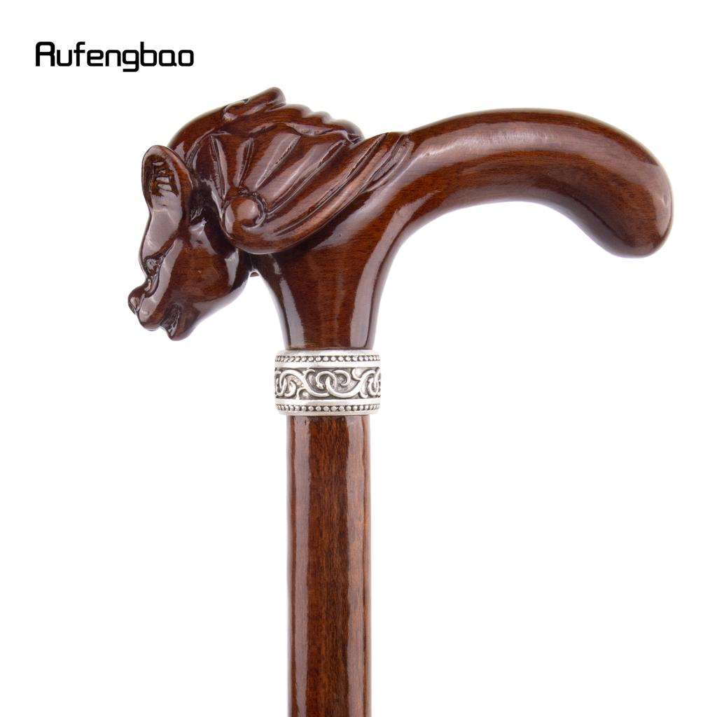 Red Wood Bat Head Wooden Fashion Walking Stick Decorative Cospaly Cane Halloween Mace Crutch Wand Crosier 93cm