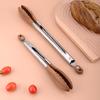 Food Tong Wooden Stainless Steel Cooking Tongs Anti-Slip Ergonomic Grip Serving Tongs