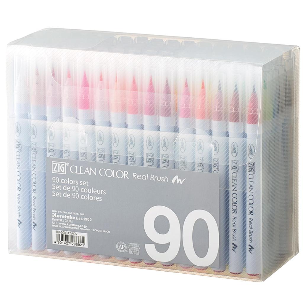 Kuretake Color Pen Brush Pen ZIG Clean Color Real Brush 90 Colors RB-6000AT/90V