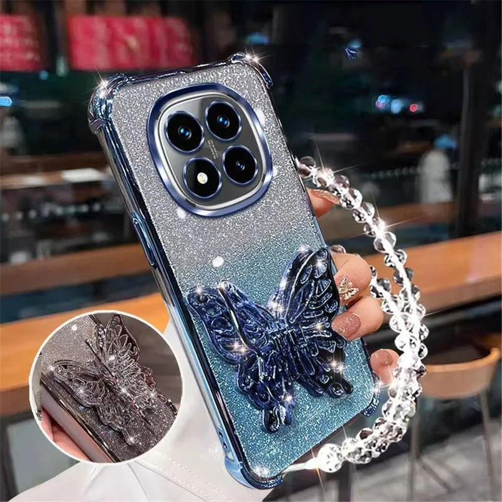 Браслет-подставка-бабочка для телефона Samsung S25 S24 S23 S22 S21 S20 Plus FE Ultra S25 Edge Блестящая противоударная накладка