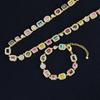 Hip Hop Colored Gemstones Women'S Necklace Jewelry Personality Trend Zircon Men'S Bracelet