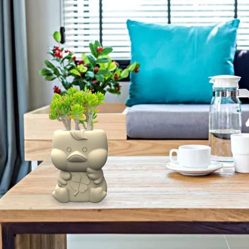 Little Duck Succulent Flower Silicone Mold Concrete Candlestick Resin Mould Succulent Planter Craft Casting Tool