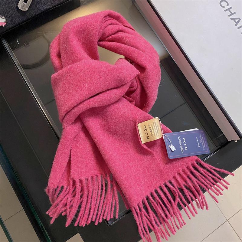 100 Wool Clip Flower Solid Color Scarf Women's Winter New Unisex High-end Versatile Gift