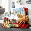 Christmas Puppy Window Blanket Soft Throw Blanket For Home Bedroom Bed Sofa Travel Office Solid Christmas Blanket